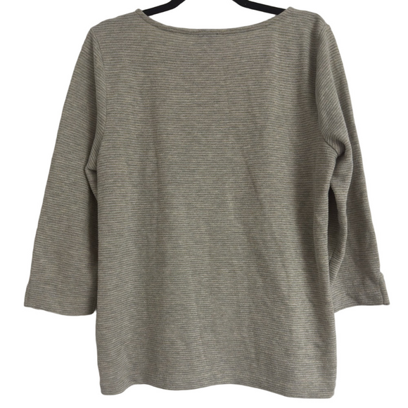 Talbots Embellished Fair Isle Pattern Metallic Stripe Crew Neck Knit Top Large - Picture 2 of 7